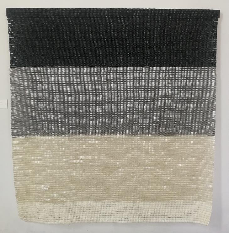 Journey, 2021 — woven gel capsules in black, grey and cream